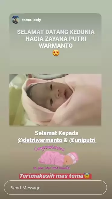 kelahiran buah hati ketiga detri warmanto Instagram