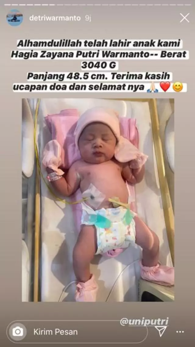 kelahiran buah hati ketiga detri warmanto Instagram