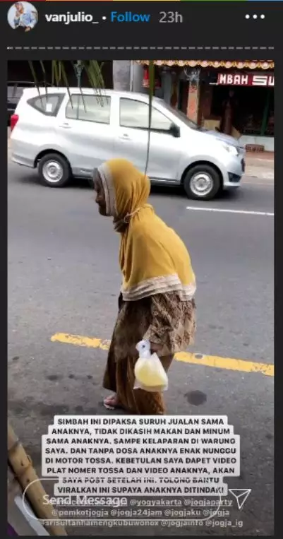 Nenek renta dipaksa jualan Instagram/@vanjulio_