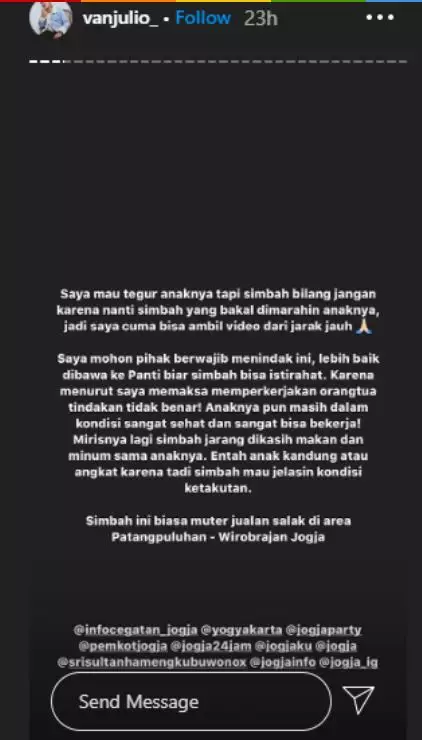 Nenek renta dipaksa jualan Instagram/@vanjulio_