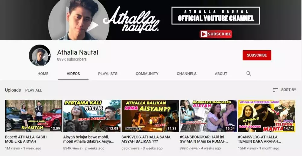 Sumber penghasilan Athalla Naufal Instagram & YouTube
