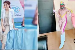 6 Gaya Dokter Nina Agustin kenakan APD unik, fashionable abis