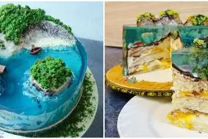 10 Kue tiga dimensi berbentuk pulau ini detailnya bikin melongo
