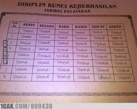 Potret jadwal pelajaran 1cak.com