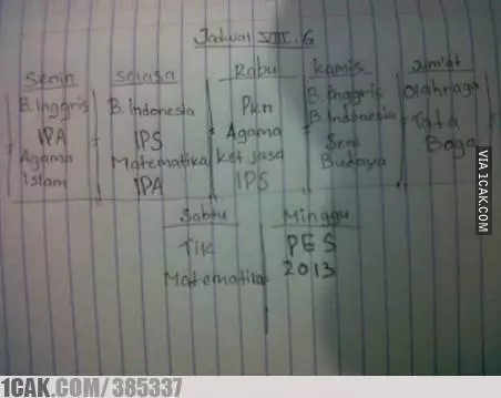 Potret jadwal pelajaran 1cak.com