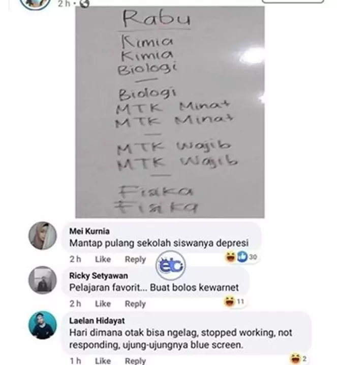 Potret jadwal pelajaran 1cak.com