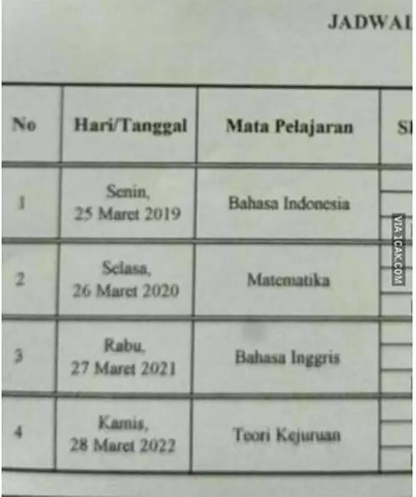 Potret jadwal pelajaran 1cak.com