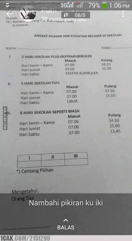 Potret jadwal pelajaran 1cak.com