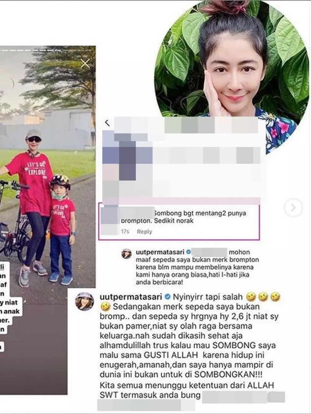 uut permatasari berikan respons menohok instagram