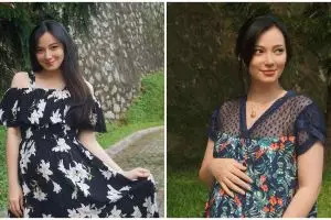 8 Gaya OOTD Asmirandah pamer baby bump, auranya terpancar