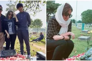 Momen Angelica ziarah ke makam Saphira Indah, banjir pujian