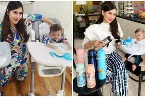 8 Momen Syahnaz Sadiqah beri MPASI untuk anak kembarnya, telaten