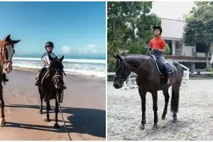 Gaya 7 seleb berkuda bareng anak, kece maksimal
