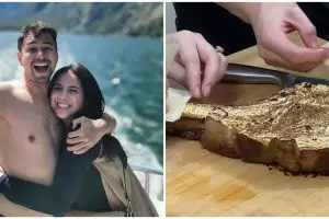 8 Potret Nagita & Raffi Ahmad makan steak berlapis emas 24 karat