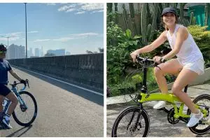Gaya 10 seleb Tanah Air bersepeda, tetap kece tanpa makeup