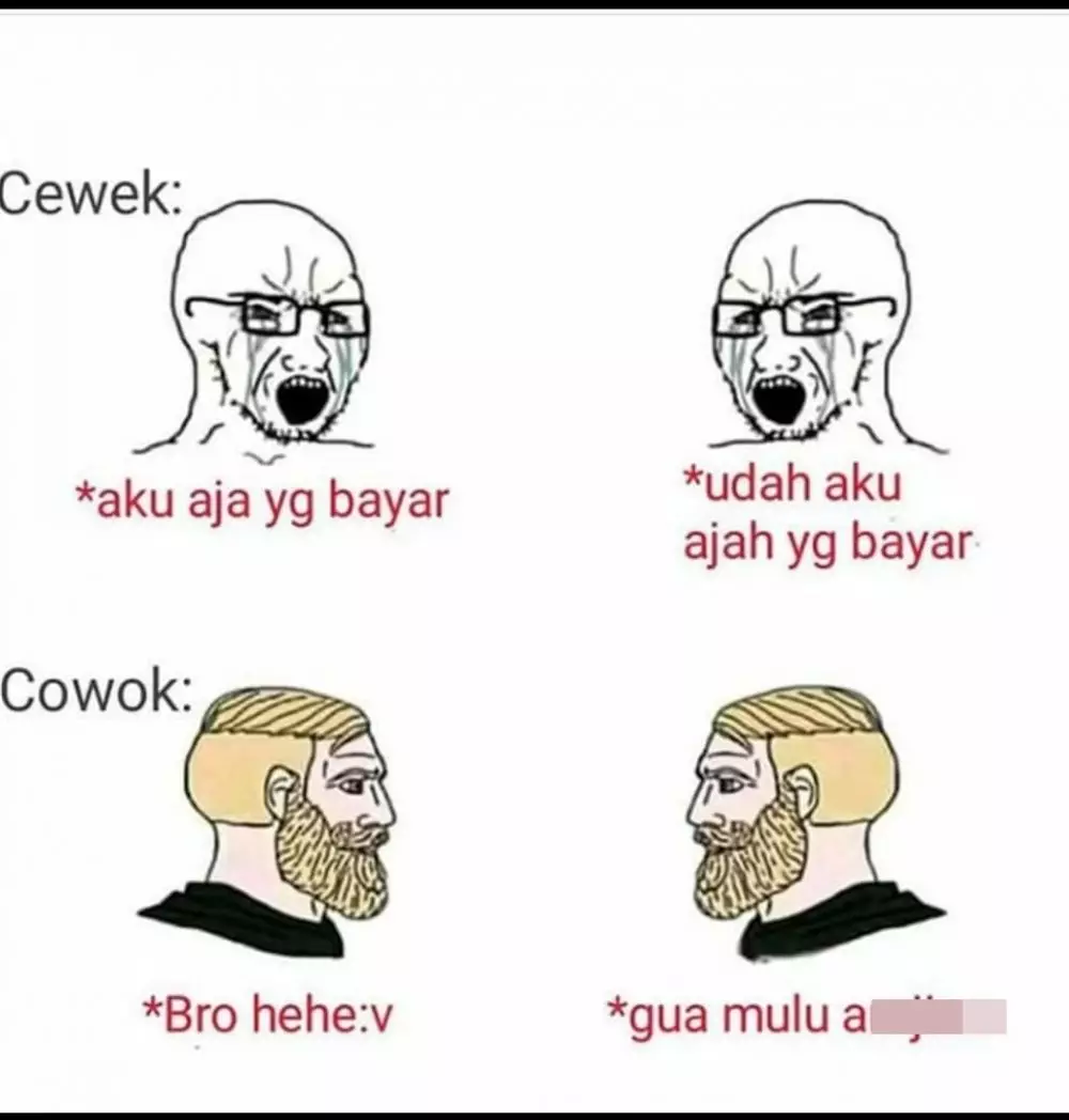 meme beda cewe nongkrong berbagai sumber