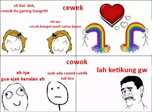 meme beda cewe nongkrong berbagai sumber