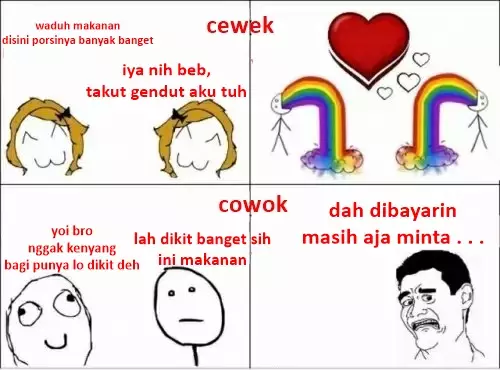 meme beda cewe nongkrong berbagai sumber