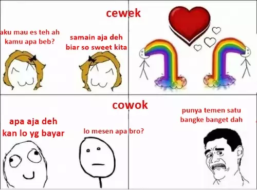 meme beda cewe nongkrong berbagai sumber