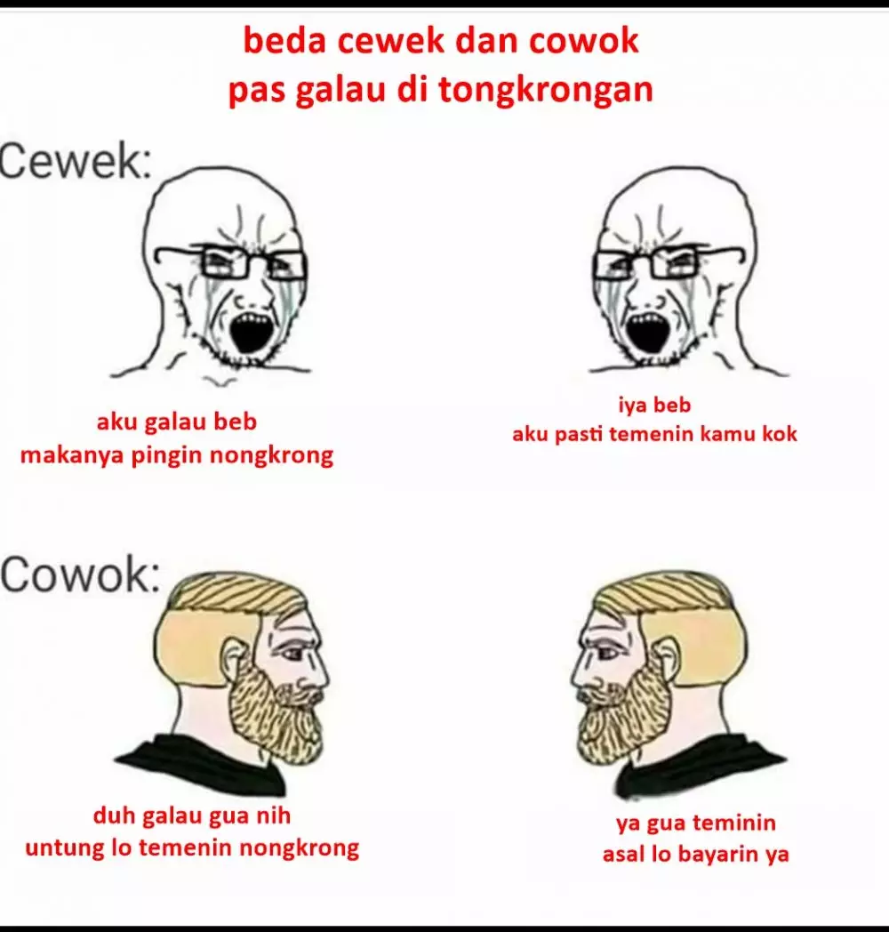 meme beda cewe nongkrong berbagai sumber