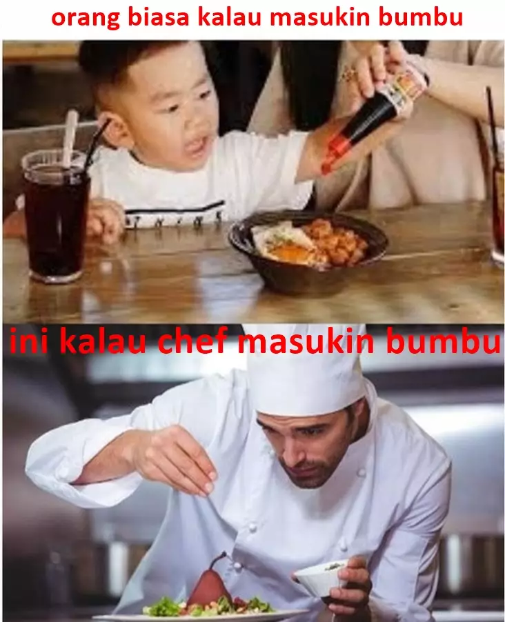 meme beda chef dan orang biasa berbagai sumber