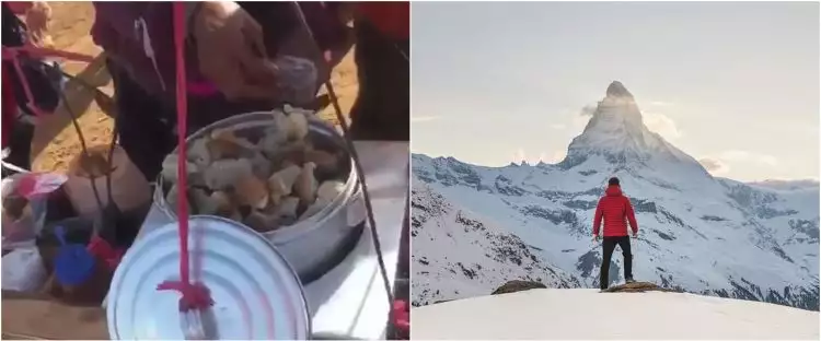 Viral pedagang bakso pikul berjualan hingga puncak Gunung Cikuray