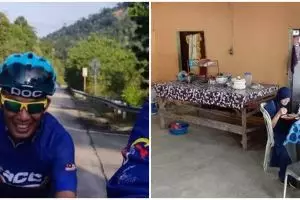 Dikira kedai, pesepeda ini nggak sadar numpang makan di rumah orang