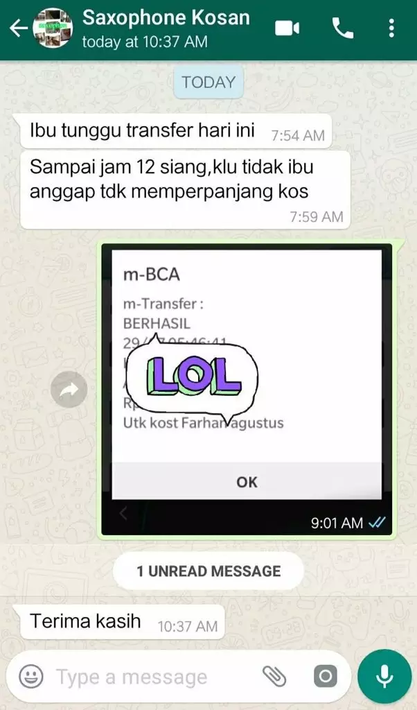 Chat ibu kos tagih uang bulanan berbagai sumber Chat ibu kos tagih uang bulanan berbagai sumber