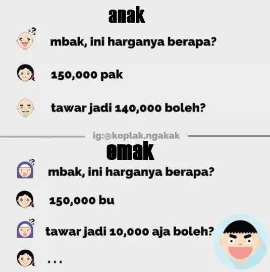 meme emak nawar berbagai sumber