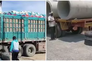 7 Aksi turunkan material dari truk ini kreatif abis, jago banget