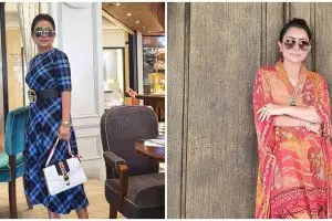 7 Gaya Mayangsari pakai kacamata dan masker, fashionable abis