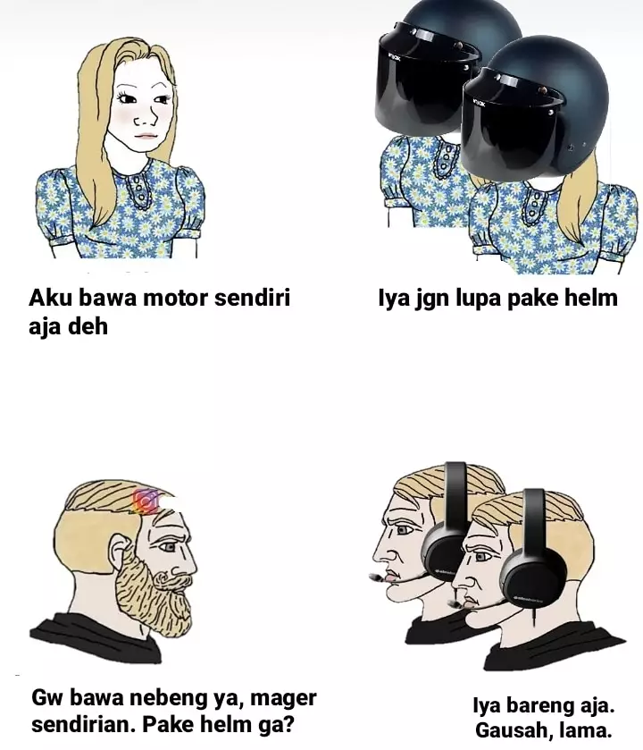 Beda gaya cewek cowok naik motor Berbagai sumber