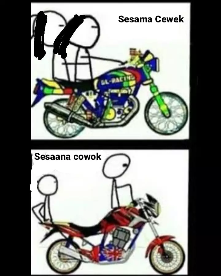 Beda gaya cewek cowok naik motor Berbagai sumber