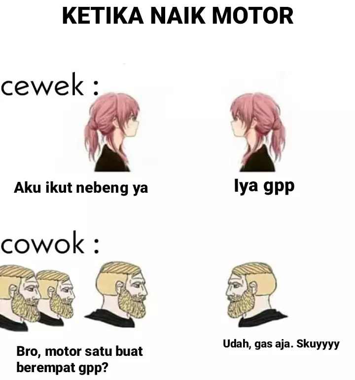 Beda gaya cewek cowok naik motor Berbagai sumber