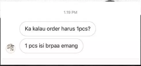Chat pertanyaan customer olshop Instagram