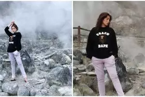 10 Momen liburan Jessica Iskandar di Tangkuban Perahu, ajak El Barack