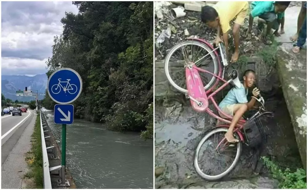 Editan jalur sepeda di sungai Berbagai sumber