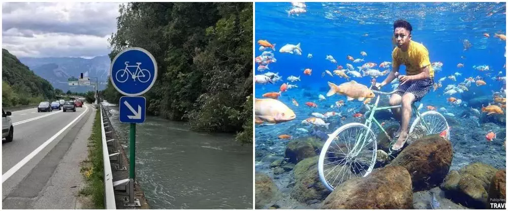 Editan jalur sepeda di sungai Berbagai sumber