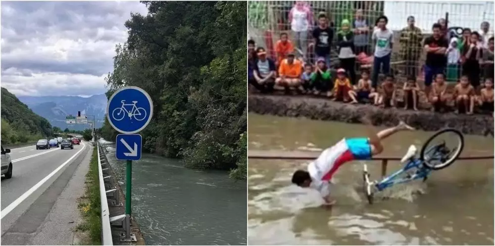 Editan jalur sepeda di sungai Berbagai sumber