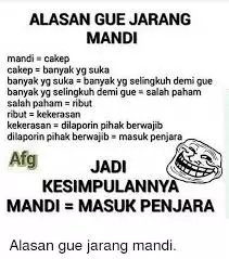 meme malas mandi berbagai sumber