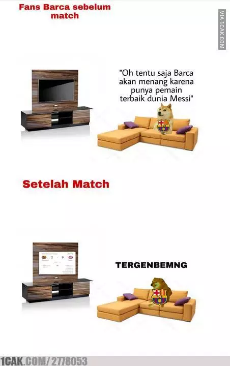 10 Meme lucu sentil kekalahan Barcelona istimewa