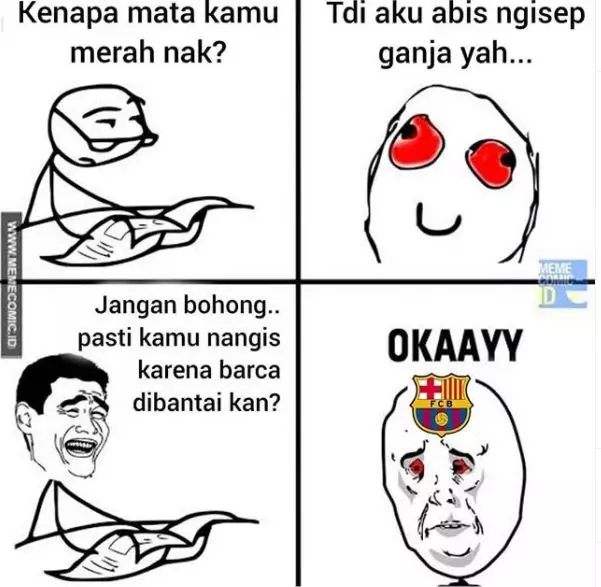10 Meme lucu sentil kekalahan Barcelona istimewa
