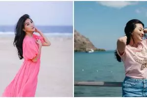 Tak pakai bikini, 7 gaya pemotretan Sarwendah di pantai ini memesona