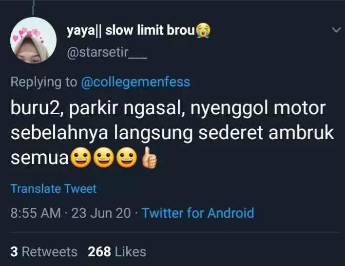 cuitan curhat parkir Twitter