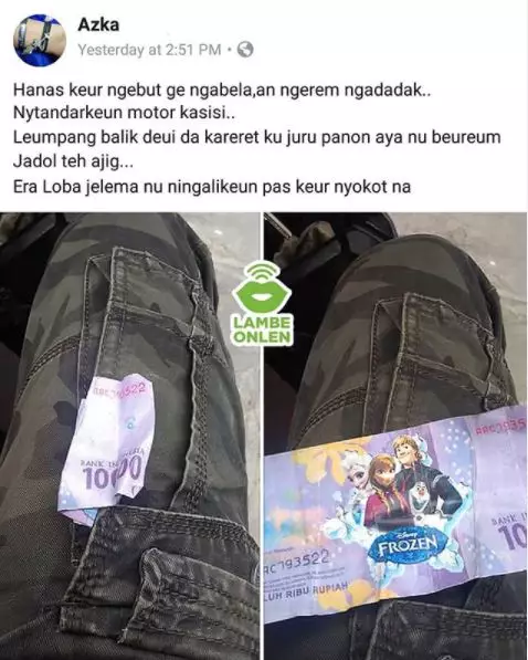 potret lucu ojol nemu uang  Instagram