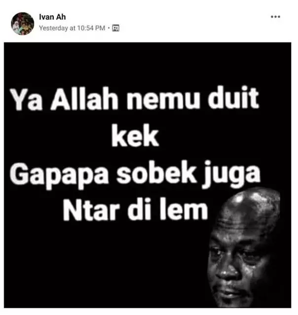 potret lucu ojol nemu uang  Instagram