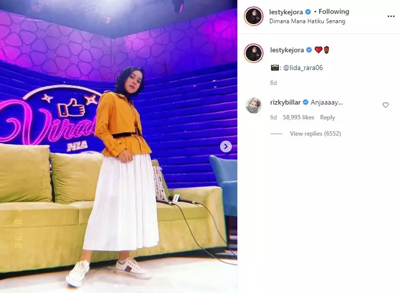 Lesty Kejora OOTD pakai sepatu Rizky Billar Instagram