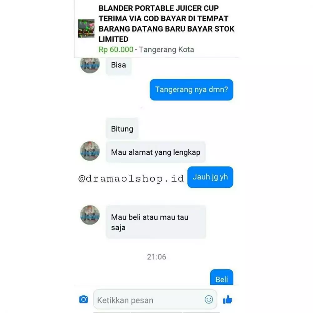 chat lucu penjual online shop iseng © 2020 instagram.com