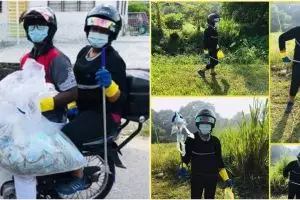 7 Potret kakak beradik pungut sampah masker bekas di jalan, inspiratif