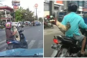 10 Kelakuan nyeleneh orang Indonesia saat naik motor, nyantai abis